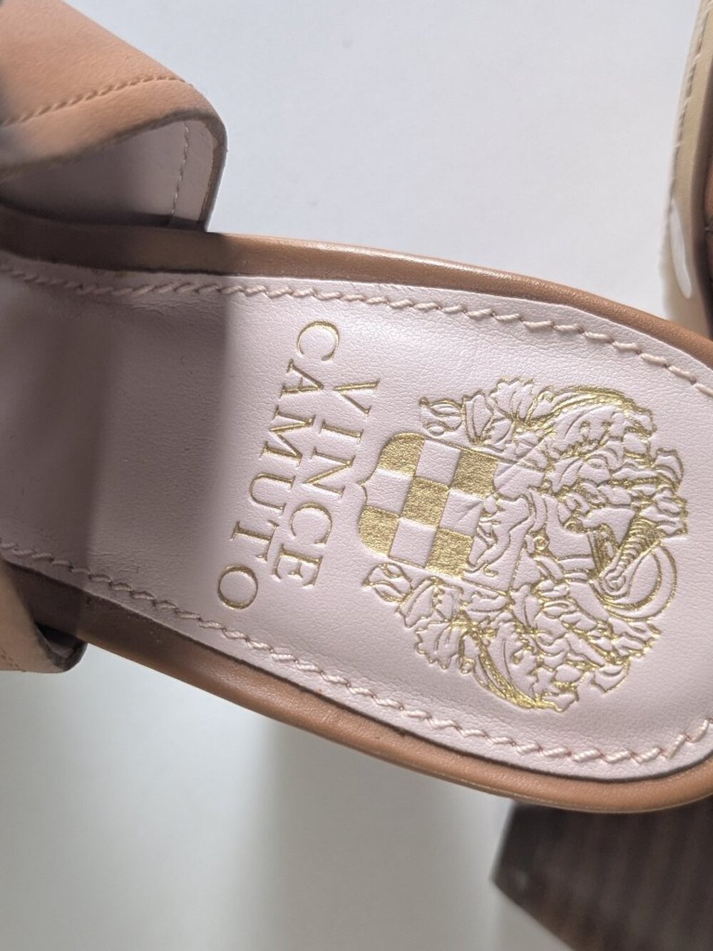 Vince Camuto Effel Gladiator Cage Sandals Tan Leather Cone Heel Spring Boho 7W - Picture 4 of 5